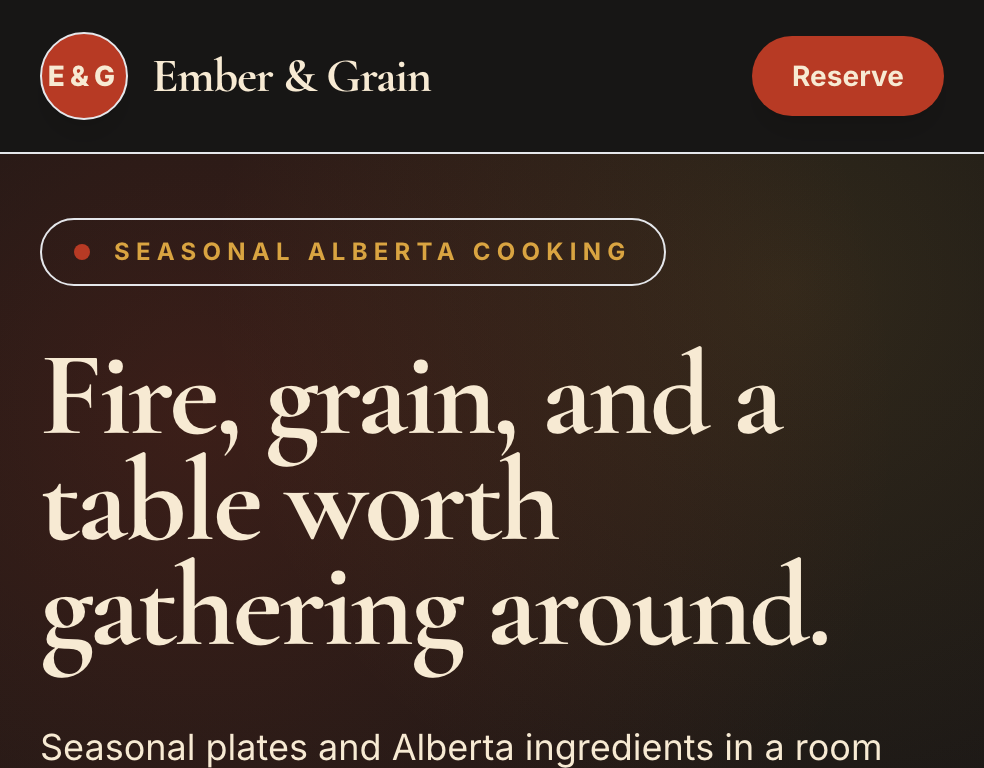 Ember & Grain website concept preview